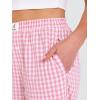 imageANRABESS Women Striped Gingham Palazzo Cropped Pants Wide Leg Pajama Lounge Pants Plaid PJ Bottoms Cute Trousers with PocketsPink White Plaid