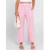 imageANRABESS Women Striped Gingham Palazzo Cropped Pants Wide Leg Pajama Lounge Pants Plaid PJ Bottoms Cute Trousers with PocketsPink White Plaid