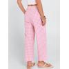 imageANRABESS Women Striped Gingham Palazzo Cropped Pants Wide Leg Pajama Lounge Pants Plaid PJ Bottoms Cute Trousers with PocketsPink White Plaid