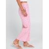 imageANRABESS Women Striped Gingham Palazzo Cropped Pants Wide Leg Pajama Lounge Pants Plaid PJ Bottoms Cute Trousers with PocketsPink White Plaid