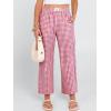 imageANRABESS Women Striped Gingham Palazzo Cropped Pants Wide Leg Pajama Lounge Pants Plaid PJ Bottoms Cute Trousers with PocketsRed White Plaid