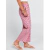 imageANRABESS Women Striped Gingham Palazzo Cropped Pants Wide Leg Pajama Lounge Pants Plaid PJ Bottoms Cute Trousers with PocketsRed White Plaid