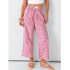 imageANRABESS Women Striped Gingham Palazzo Cropped Pants Wide Leg Pajama Lounge Pants Plaid PJ Bottoms Cute Trousers with PocketsRed White Plaid
