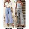 imageANRABESS Women Striped Gingham Wide Leg Palazzo Pants Casual Lounge Cropped PJ Bottoms Comfy Cute Plaid Pants with PocketsBlack White Stripe