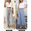 imageANRABESS Women Striped Gingham Wide Leg Palazzo Pants Casual Lounge Cropped PJ Bottoms Comfy Cute Plaid Pants with PocketsBlue White Plaid