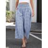imageANRABESS Women Striped Gingham Wide Leg Palazzo Pants Casual Lounge Cropped PJ Bottoms Comfy Cute Plaid Pants with PocketsBlue White Plaid
