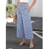 imageANRABESS Women Striped Gingham Wide Leg Palazzo Pants Casual Lounge Cropped PJ Bottoms Comfy Cute Plaid Pants with PocketsBlue White Plaid