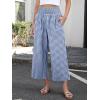 imageANRABESS Women Striped Gingham Wide Leg Palazzo Pants Casual Lounge Cropped PJ Bottoms Comfy Cute Plaid Pants with PocketsBlue White Plaid