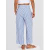 imageANRABESS Women Striped Gingham Wide Leg Palazzo Pants Casual Lounge Cropped PJ Bottoms Comfy Cute Plaid Pants with PocketsBlue White Stripe