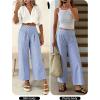 imageANRABESS Women Striped Gingham Wide Leg Palazzo Pants Casual Lounge Cropped PJ Bottoms Comfy Cute Plaid Pants with PocketsBlue White Stripe
