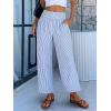 imageANRABESS Women Striped Gingham Wide Leg Palazzo Pants Casual Lounge Cropped PJ Bottoms Comfy Cute Plaid Pants with PocketsBlue White Stripe
