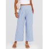 imageANRABESS Women Striped Gingham Wide Leg Palazzo Pants Casual Lounge Cropped PJ Bottoms Comfy Cute Plaid Pants with PocketsBlue White Stripe