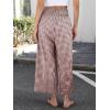 imageANRABESS Women Striped Gingham Wide Leg Palazzo Pants Casual Lounge Cropped PJ Bottoms Comfy Cute Plaid Pants with PocketsBrown White Plaid
