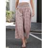 imageANRABESS Women Striped Gingham Wide Leg Palazzo Pants Casual Lounge Cropped PJ Bottoms Comfy Cute Plaid Pants with PocketsBrown White Plaid