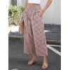 imageANRABESS Women Striped Gingham Wide Leg Palazzo Pants Casual Lounge Cropped PJ Bottoms Comfy Cute Plaid Pants with PocketsBrown White Plaid