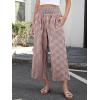 imageANRABESS Women Striped Gingham Wide Leg Palazzo Pants Casual Lounge Cropped PJ Bottoms Comfy Cute Plaid Pants with PocketsBrown White Plaid