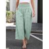 imageANRABESS Women Striped Gingham Wide Leg Palazzo Pants Casual Lounge Cropped PJ Bottoms Comfy Cute Plaid Pants with PocketsGreen White Plaid