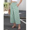 imageANRABESS Women Striped Gingham Wide Leg Palazzo Pants Casual Lounge Cropped PJ Bottoms Comfy Cute Plaid Pants with PocketsGreen White Plaid
