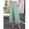 imageANRABESS Women Striped Gingham Wide Leg Palazzo Pants Casual Lounge Cropped PJ Bottoms Comfy Cute Plaid Pants with PocketsGreen White Plaid