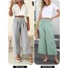imageANRABESS Women Striped Gingham Wide Leg Palazzo Pants Casual Lounge Cropped PJ Bottoms Comfy Cute Plaid Pants with PocketsGreen White Plaid