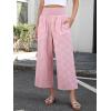 imageANRABESS Women Striped Gingham Wide Leg Palazzo Pants Casual Lounge Cropped PJ Bottoms Comfy Cute Plaid Pants with PocketsPink White Plaid