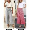 imageANRABESS Women Striped Gingham Wide Leg Palazzo Pants Casual Lounge Cropped PJ Bottoms Comfy Cute Plaid Pants with PocketsRed White Plaid