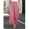 imageANRABESS Women Striped Gingham Wide Leg Palazzo Pants Casual Lounge Cropped PJ Bottoms Comfy Cute Plaid Pants with PocketsRed White Plaid