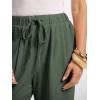 imageANRABESS Women Wide Leg Linen Palazzo Pants Casual Elastic Waist Drawstring Flowy Loose Beach Travel Trousers with PocketsArmy Green