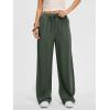 imageANRABESS Women Wide Leg Linen Palazzo Pants Casual Elastic Waist Drawstring Flowy Loose Beach Travel Trousers with PocketsArmy Green