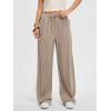 imageANRABESS Women Wide Leg Linen Palazzo Pants Casual Elastic Waist Drawstring Flowy Loose Beach Travel Trousers with PocketsBeige