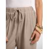 imageANRABESS Women Wide Leg Linen Palazzo Pants Casual Elastic Waist Drawstring Flowy Loose Beach Travel Trousers with PocketsBeige
