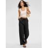 imageANRABESS Women Wide Leg Linen Palazzo Pants Casual Elastic Waist Drawstring Flowy Loose Beach Travel Trousers with PocketsBlack