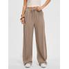 imageANRABESS Women Wide Leg Linen Palazzo Pants Casual Elastic Waist Drawstring Flowy Loose Beach Travel Trousers with PocketsKhaki
