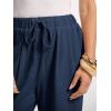 imageANRABESS Women Wide Leg Linen Palazzo Pants Casual Elastic Waist Drawstring Flowy Loose Beach Travel Trousers with PocketsNavy Blue