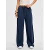 imageANRABESS Women Wide Leg Linen Palazzo Pants Casual Elastic Waist Drawstring Flowy Loose Beach Travel Trousers with PocketsNavy Blue