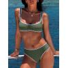 imageANRABESS Womens Bikini Sets Two Piece Swimsuit Ribbed Front Ruched Mid Waisted Bathing Suit Color Block 2026 Beach SwimwearArmy Green