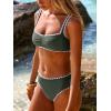 imageANRABESS Womens Bikini Sets Two Piece Swimsuit Ribbed Front Ruched Mid Waisted Bathing Suit Color Block 2026 Beach SwimwearArmy Green