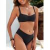 imageANRABESS Womens Bikini Sets Two Piece Swimsuit Ribbed Front Ruched Mid Waisted Bathing Suit Color Block 2026 Beach SwimwearBlack