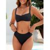imageANRABESS Womens Bikini Sets Two Piece Swimsuit Ribbed Front Ruched Mid Waisted Bathing Suit Color Block 2026 Beach SwimwearBlack