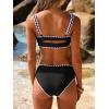 imageANRABESS Womens Bikini Sets Two Piece Swimsuit Ribbed Front Ruched Mid Waisted Bathing Suit Color Block 2026 Beach SwimwearBlack White