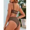 imageANRABESS Womens Bikini Sets Two Piece Swimsuit Ribbed Front Ruched Mid Waisted Bathing Suit Color Block 2026 Beach SwimwearBrown