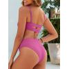 imageANRABESS Womens Bikini Sets Two Piece Swimsuit Ribbed Front Ruched Mid Waisted Bathing Suit Color Block 2026 Beach SwimwearHot Pink