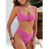 imageANRABESS Womens Bikini Sets Two Piece Swimsuit Ribbed Front Ruched Mid Waisted Bathing Suit Color Block 2026 Beach SwimwearHot Pink