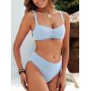 imageANRABESS Womens Bikini Sets Two Piece Swimsuit Ribbed Front Ruched Mid Waisted Bathing Suit Color Block 2026 Beach SwimwearSky Blue