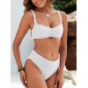 imageANRABESS Womens Bikini Sets Two Piece Swimsuit Ribbed Front Ruched Mid Waisted Bathing Suit Color Block 2026 Beach SwimwearWhite