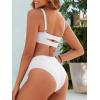 imageANRABESS Womens Bikini Sets Two Piece Swimsuit Ribbed Front Ruched Mid Waisted Bathing Suit Color Block 2026 Beach SwimwearWhite