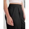 imageANRABESS Womens Pants Wide Leg Waffle Knit Casual Stretchy Slacks Work Dress Pant Business Palazzo Trousers Spring Outfits Black Medium
