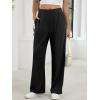 imageANRABESS Womens Pants Wide Leg Waffle Knit Casual Stretchy Slacks Work Dress Pant Business Palazzo Trousers Spring Outfits Black Medium