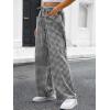 imageANRABESS Womens Striped Gingham Pants 2026 Pajama Drawstring Wide Leg Lounge Plaid Pants Cute Casual Trousers with PocketsBlack White Plaid
