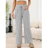 imageANRABESS Womens Striped Gingham Pants 2026 Pajama Drawstring Wide Leg Lounge Plaid Pants Cute Casual Trousers with PocketsBlack White Stripe